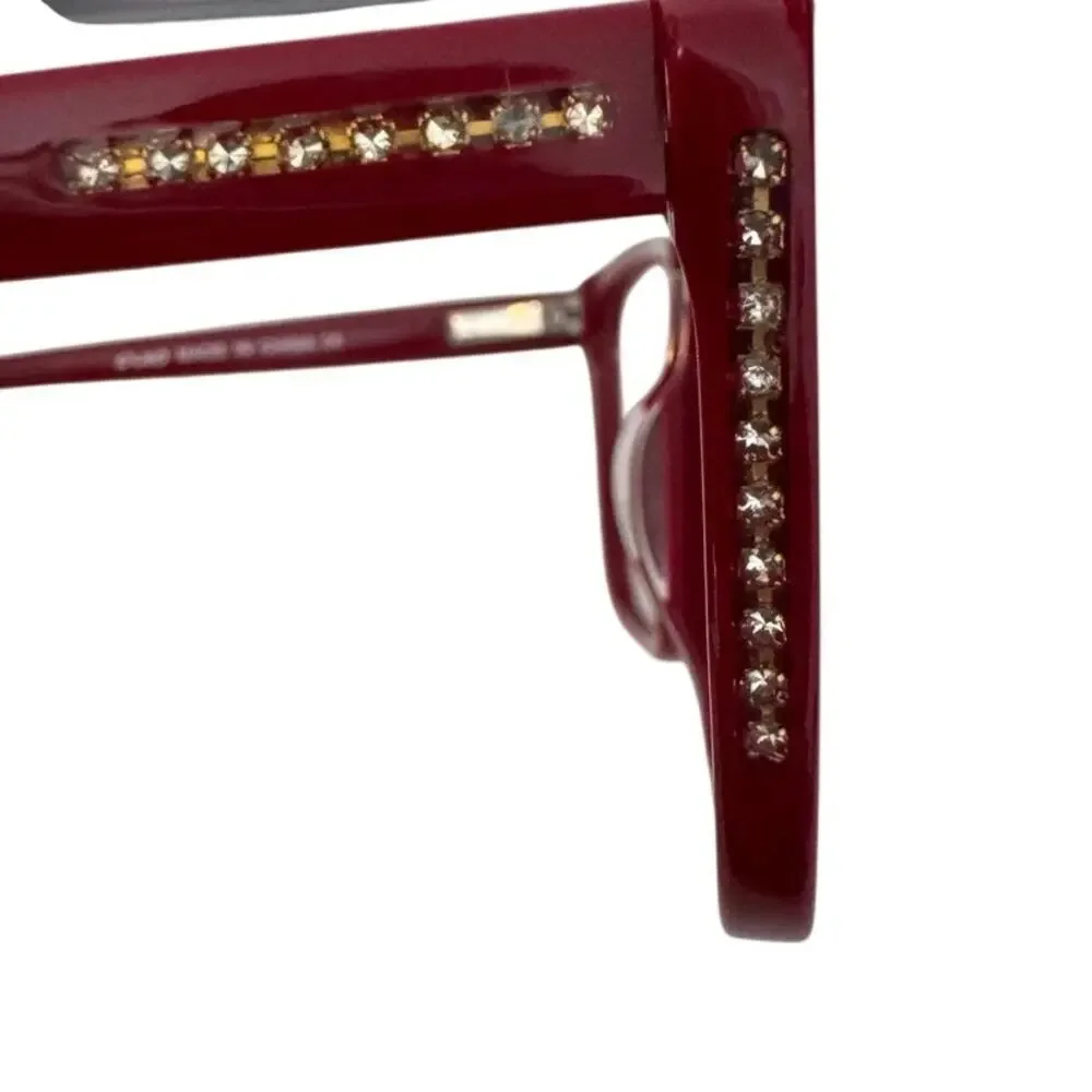 NEW Exces Princess 175 red rhinestone square chunky frame glasses
